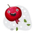 Cute fruit characters kawaii for kids. Happy pomegranate. Flat cartoon, isolated, colorful vector illustration Royalty Free Stock Photo