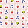 Cute fruit polka dot vector illustration. Seamless repeating pattern.