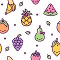 Cute fruit seamless pattern kawaii colorful