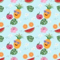 Cute fruit vector summer concept seamless pattern. Royalty Free Stock Photo