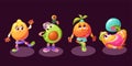 Cute fruit yoga character do gym exercise vector