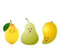 Cute fruits-lemon, pear, mango