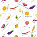 Cute fruits and vegetables seamless pattern.