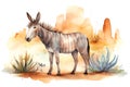 Cute full length african wild donkey , concept of Animal characteristics, created with Generative AI technology