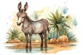 Cute full length african wild donkey , concept of Animal characteristics, created with Generative AI technology