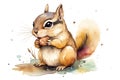 full length profile of happy chipmunk with nuts