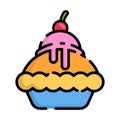 Cute Full Pie with Strawberry Ice Cream and Cherry on top
