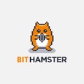 Cute and fun cartoon mascot hamster logo icon vector template with pixel bit style drawing Royalty Free Stock Photo