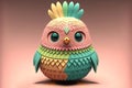 A cute fun colorful kirigami bird chick character , AI Generative illustration