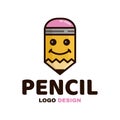 Cute fun happy pencil logo design. Vector