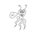Cute funny alien. Design element, icon on the theme of UFO, space. Doodles vector illustration Royalty Free Stock Photo
