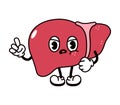 Cute funny angry sad liver character. Vector hand drawn traditional cartoon vintage, retro, kawaii character