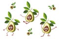 Cute and funny avocado character in comic style looking up, cartoon vector illustration isolated on white background. Royalty Free Stock Photo