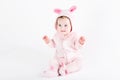 Cute funny baby dressed as an Easter bunny