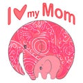 Cute funny baby elephant. Mother's Day holiday concept. Royalty Free Stock Photo