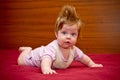 Cute funny baby girl with cheerful coiffure Royalty Free Stock Photo