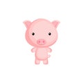 Cute funny baby pig isolated on white background. Farm adorable animal character for design of album, scrapbook, card and Royalty Free Stock Photo