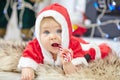 Cute little baby in Santa Claus clothes Royalty Free Stock Photo