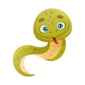 Cute funny baby snake cartoon vector illustration on white background Royalty Free Stock Photo