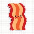 Cute funny bacon sticker. Vector hand drawn cartoon kawaii character illustration icon. Bacon character concept Royalty Free Stock Photo