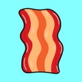 Cute funny bacon waving hand. Vector hand drawn cartoon kawaii character illustration icon. Isolated on blue background Royalty Free Stock Photo