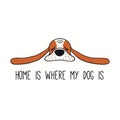 Cute funny basset hound, puppy, quote