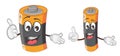 Cute and funny battery character cartoon.vector illustration.