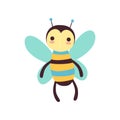 Cute funny bee soft plush toy, stuffed cartoon animal vector Illustration