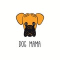 Cute funny boxer dog, puppy face, quote Dog Mama Royalty Free Stock Photo