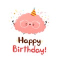 Cute funny brain. Happy birthday card
