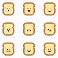 Cute funny bread character set collection