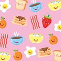 Cute and funny breakfast icons