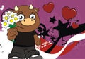 Lovely funny bull kid cartoon background