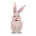 Cute funny bunny rabbir fur fluffy decorated textured. Vector isolated on white background