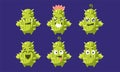 Cute Funny Cactus Characters Set, Funny Succulent Plants with Different Emotions Vector Illustration Royalty Free Stock Photo