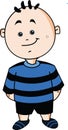 Cute funny Cartoon boy wearing blue and black t shirt
