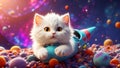 Cute funny cartoon cat space adorable science fantasy fantastic universe futuristic