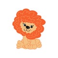 Cute funny cartoon character lion. Flat design of a children s character in cartoon style. For children s items