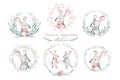 Cute funny cartoon christmas mouse christmas card. Watercolor hand drawn rat animal illustration. New Year 2020 holiday Royalty Free Stock Photo