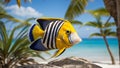 Cute funny cartoon fish colorful creative design swimming summertime water