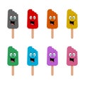 Cute funny cartoon ice cream color icon set isolated on white background Royalty Free Stock Photo