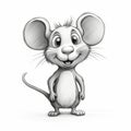 Cute Funny Cartoon Mouse Drawing In Black And White Realism