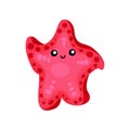 Cute funny cartoon starfish character, invertebrate sea animal cartoon vector Illustration