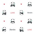 Cute funny cartoon style panda bear with bamboo seamless pattern illustration. Royalty Free Stock Photo
