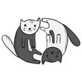 Cute funny cartoon yin and yan cats symbol