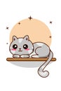 Cute and funny grey cat cartoon illustration Royalty Free Stock Photo