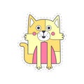 Cute funny cat colorful cloth patch, applique for decoration kids clothing cartoon vector Illustration