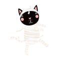Cute funny cat in mummy Halloween costume character illustration. Royalty Free Stock Photo