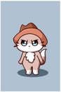 A cute and funny cat wearing cowboy hat cartoon illustration Royalty Free Stock Photo