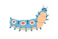 Cute funny caterpillar. Happy smiling insect with positive emotion, expression. Amusing adorable sweet centipede